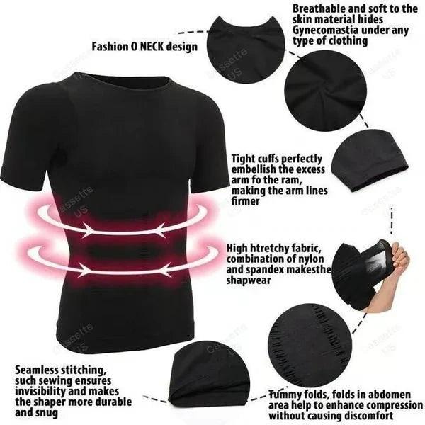 Men’s Tummy Control Compression Shirt – Slimming & Posture Support