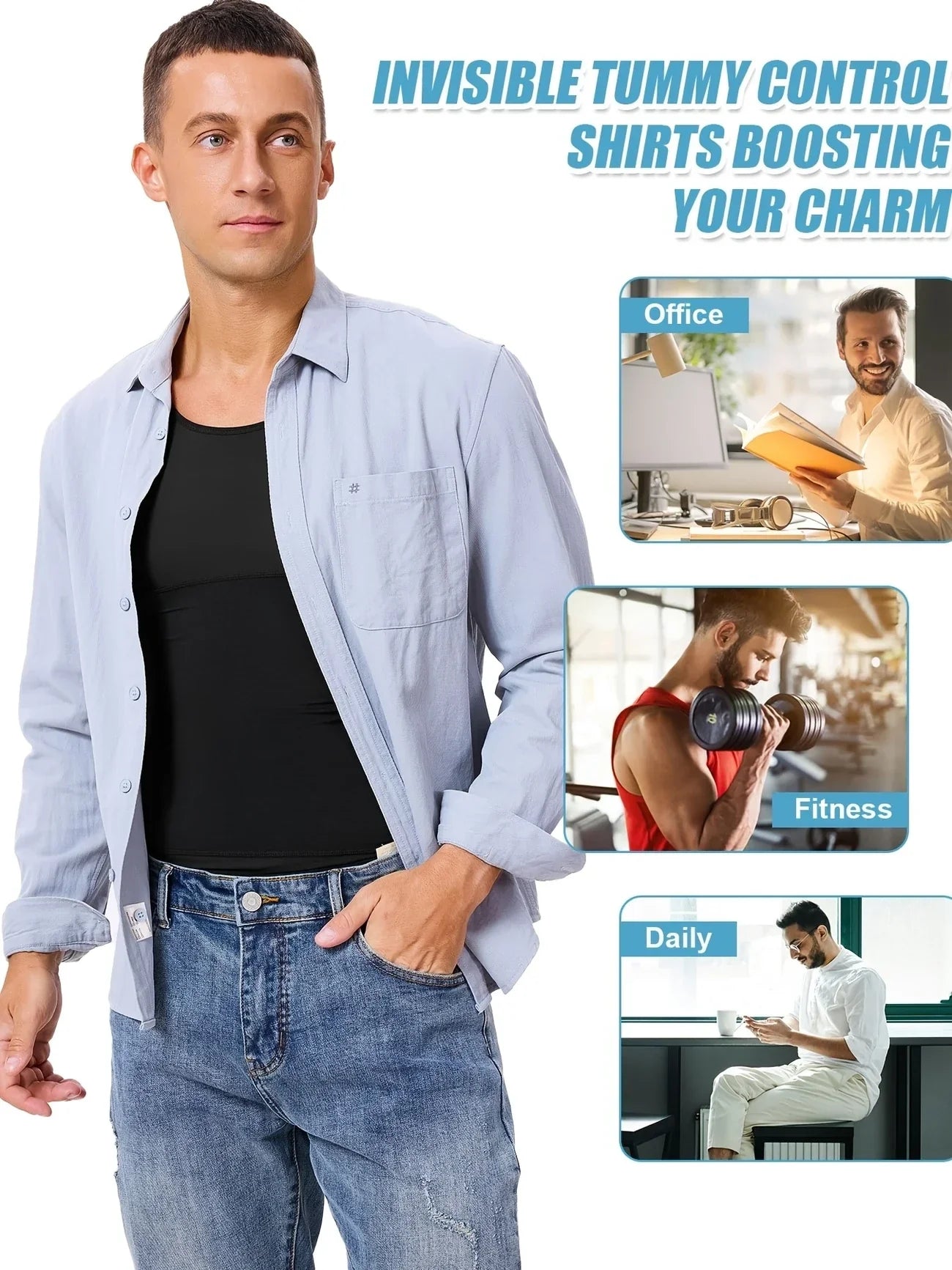 Men’s Tummy Control Compression Shirt – Slimming & Posture Support