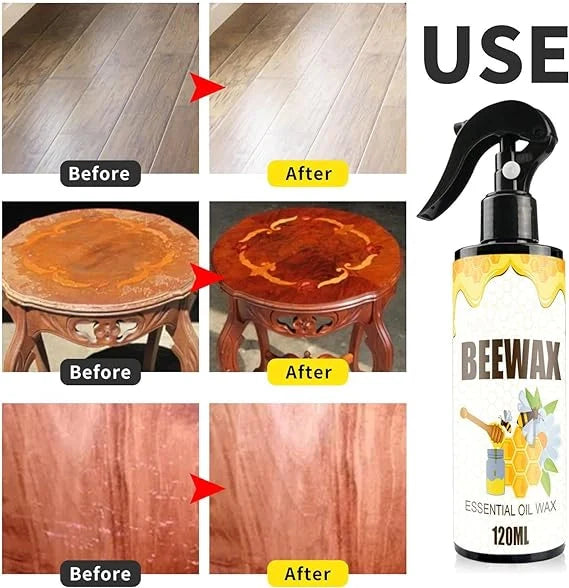 Natural Beeswax Furniture Polish & Cleaner Kit - Restore & Protect Wood Surfaces