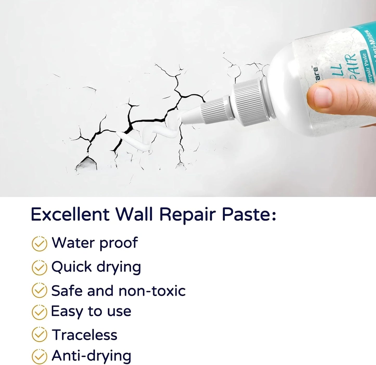 USA Imported Wall Repair Paste – 200g Waterproof Crack Filler with Scraper