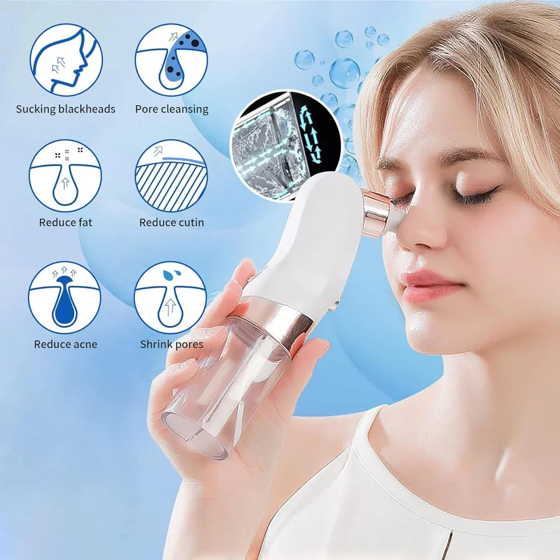 Electric Blackhead Remover Vacuum – Deep Pore Cleaner with LED & 4 Suction Heads for Face & Nose