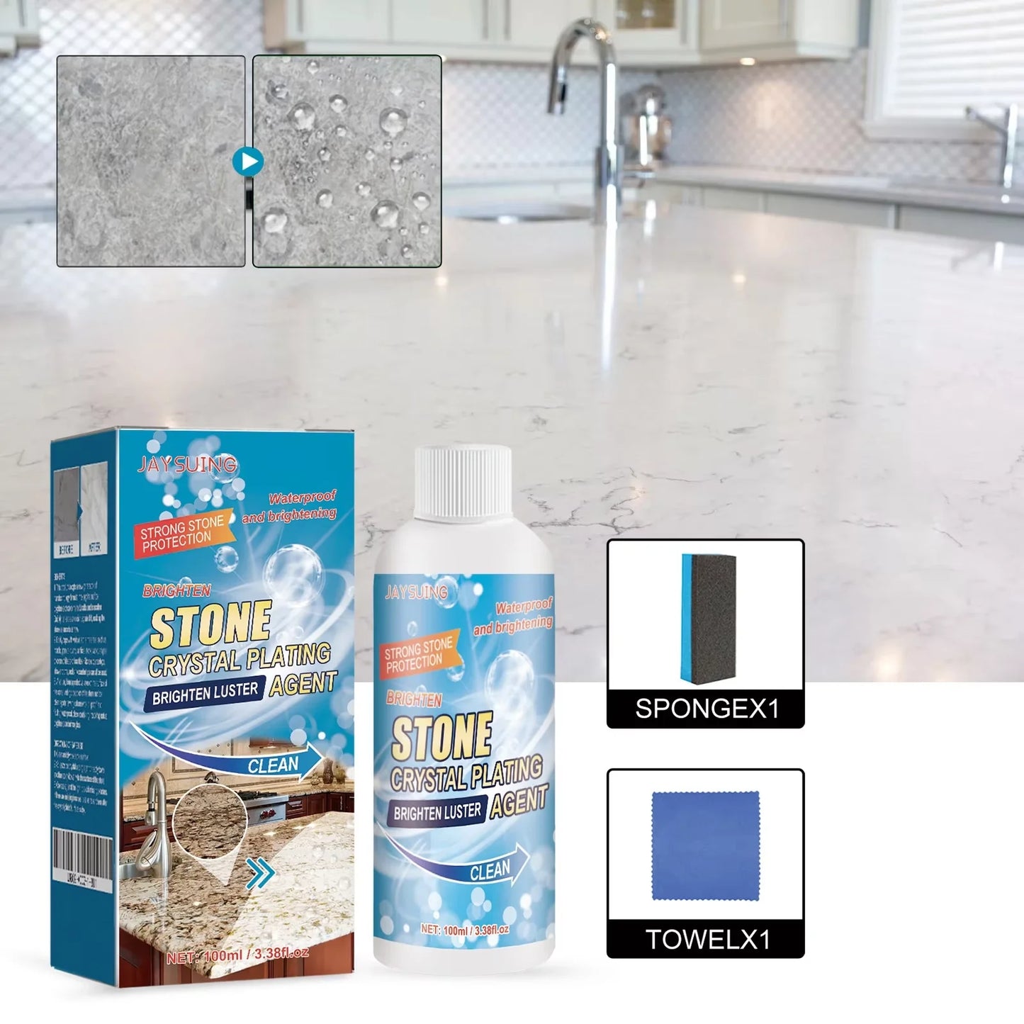 🇵🇰 Trusted by 10,000+ Pakistani Homes! Stone Cleaner & Polish – 250ml | Marble, Granite & Tile Stain Remover (Water-Free)