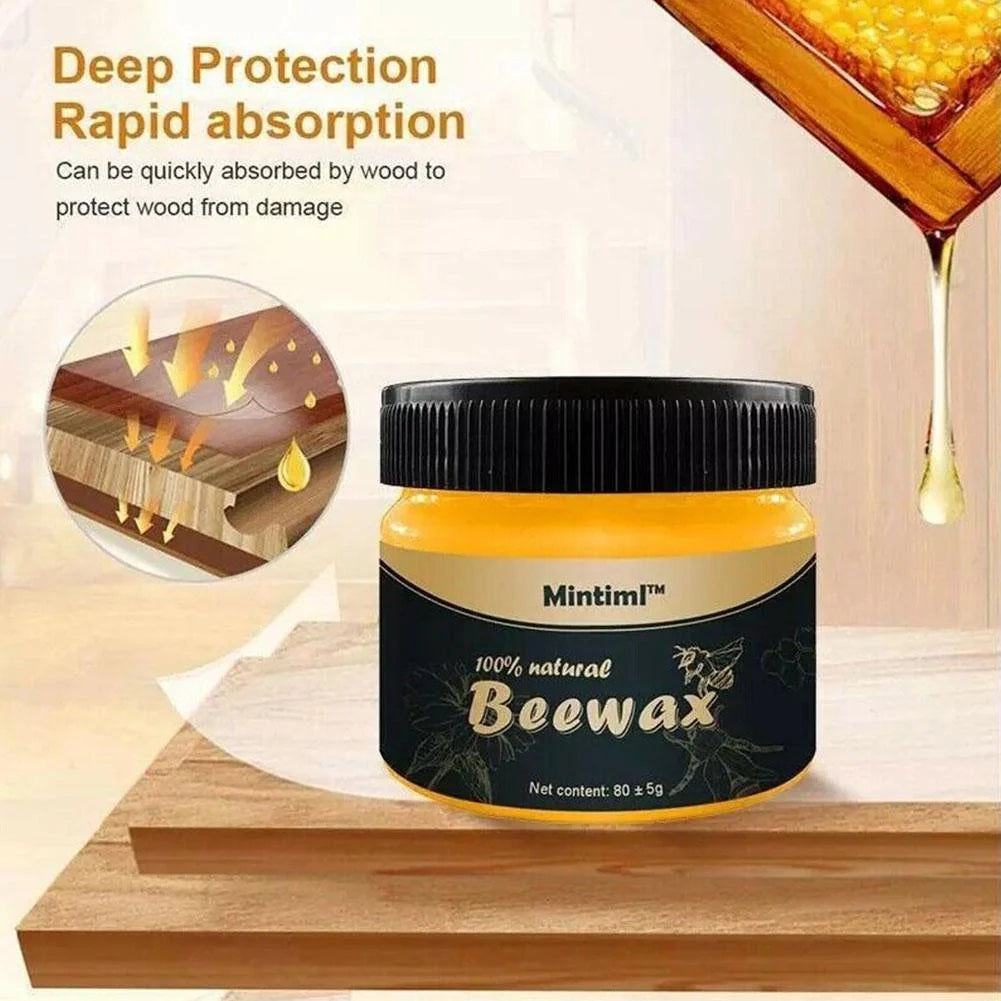 Natural Beeswax Furniture Polish & Cleaner Kit - Restore & Protect Wood Surfaces