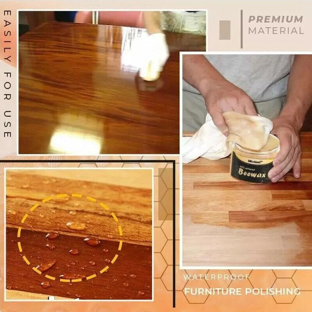 Natural Beeswax Furniture Polish & Cleaner Kit - Restore & Protect Wood Surfaces