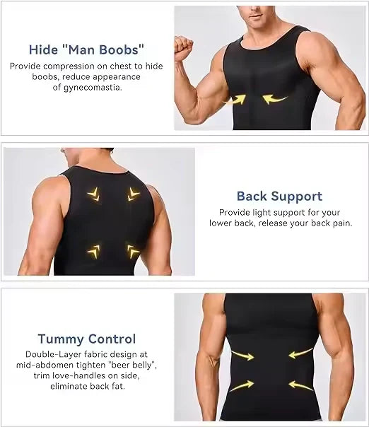 Men’s Tummy Control Compression Shirt – Slimming & Posture Support