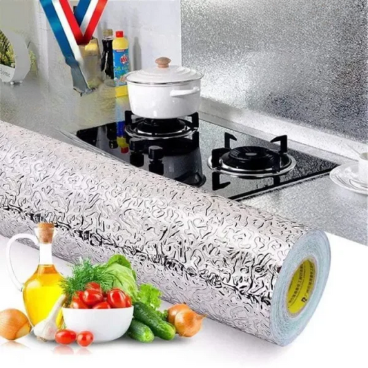 Silver Foil Kitchen Sticker – Waterproof & Oil-Proof Aluminum Sheet