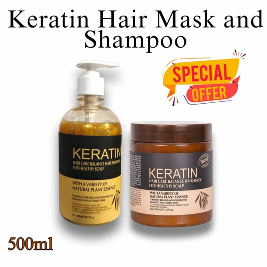 pack off 2 deal Hair Keratin Mask & Shampoo Deal,  500ml