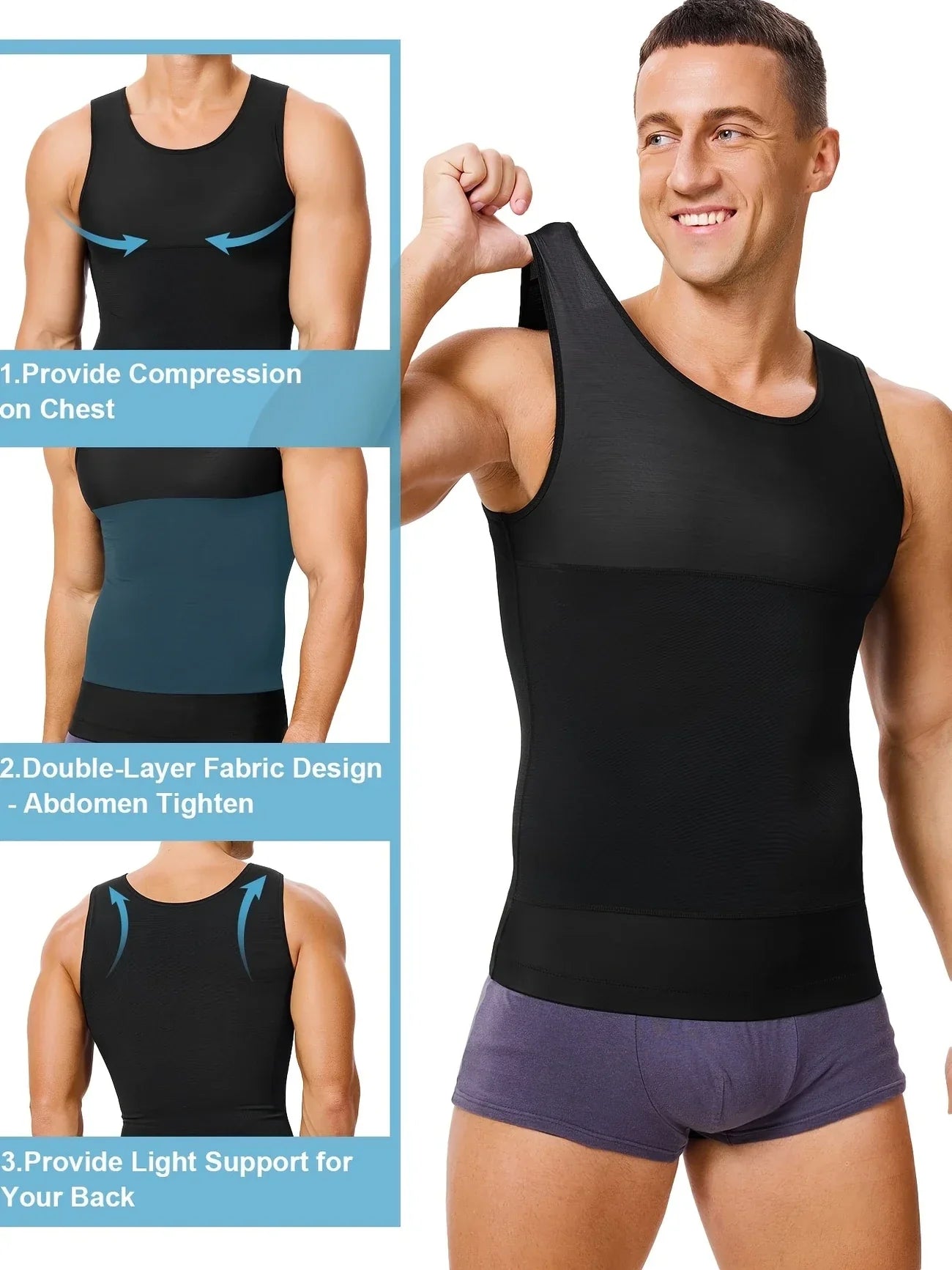 Men’s Tummy Control Compression Shirt – Slimming & Posture Support