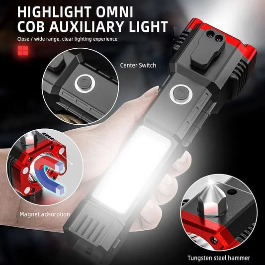 High-Power Rechargeable LED Flashlight – Multifunctional Torch