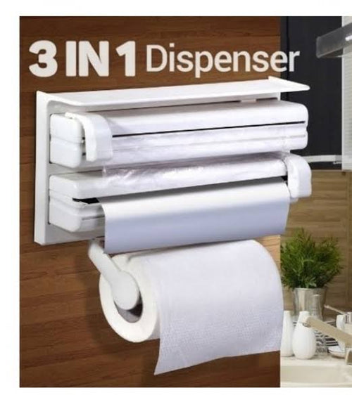 Wall Mount Triple Paper Roll Dispenser – Foil & Towel Holder