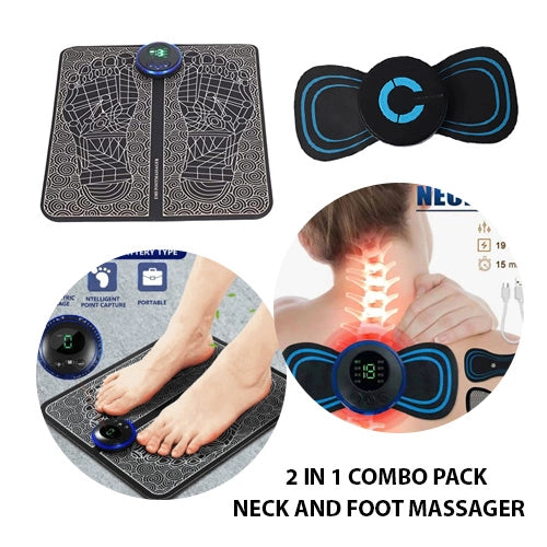 EMS Butterfly Portable Neck & Foot Massager with Remote – Rechargeable