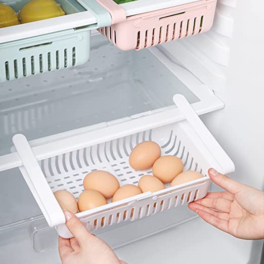 Adjustable Fridge Storage Basket – Stretchable Food Organizer Drawer
