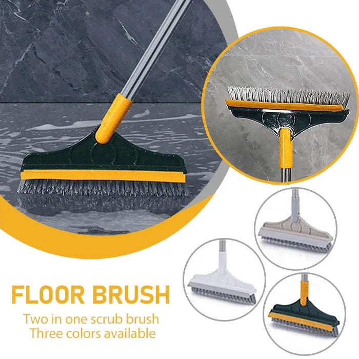 2-in-1 Floor Cleaning Brush with 120° Rotatable Head & Squeegee