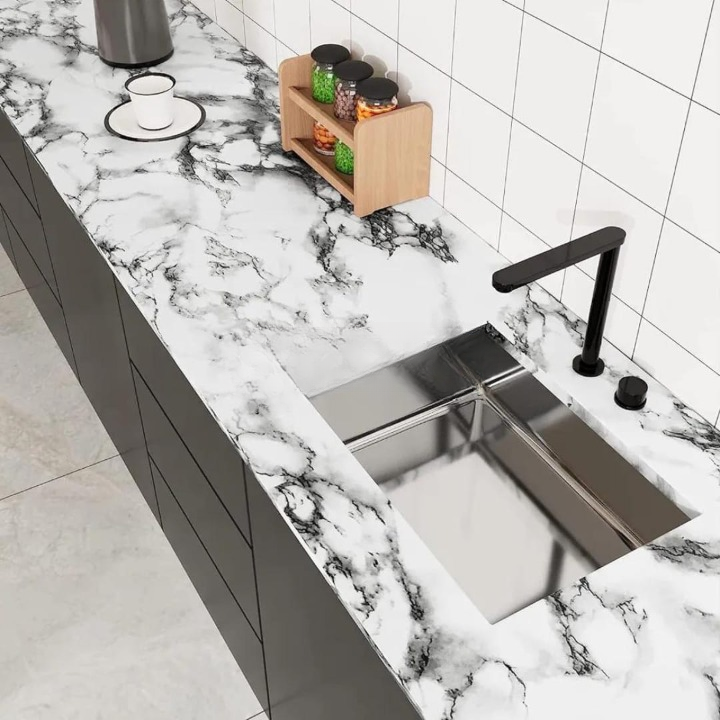 White Marble Self-Adhesive Wallpaper | Heat & Oil Resistant Sheet