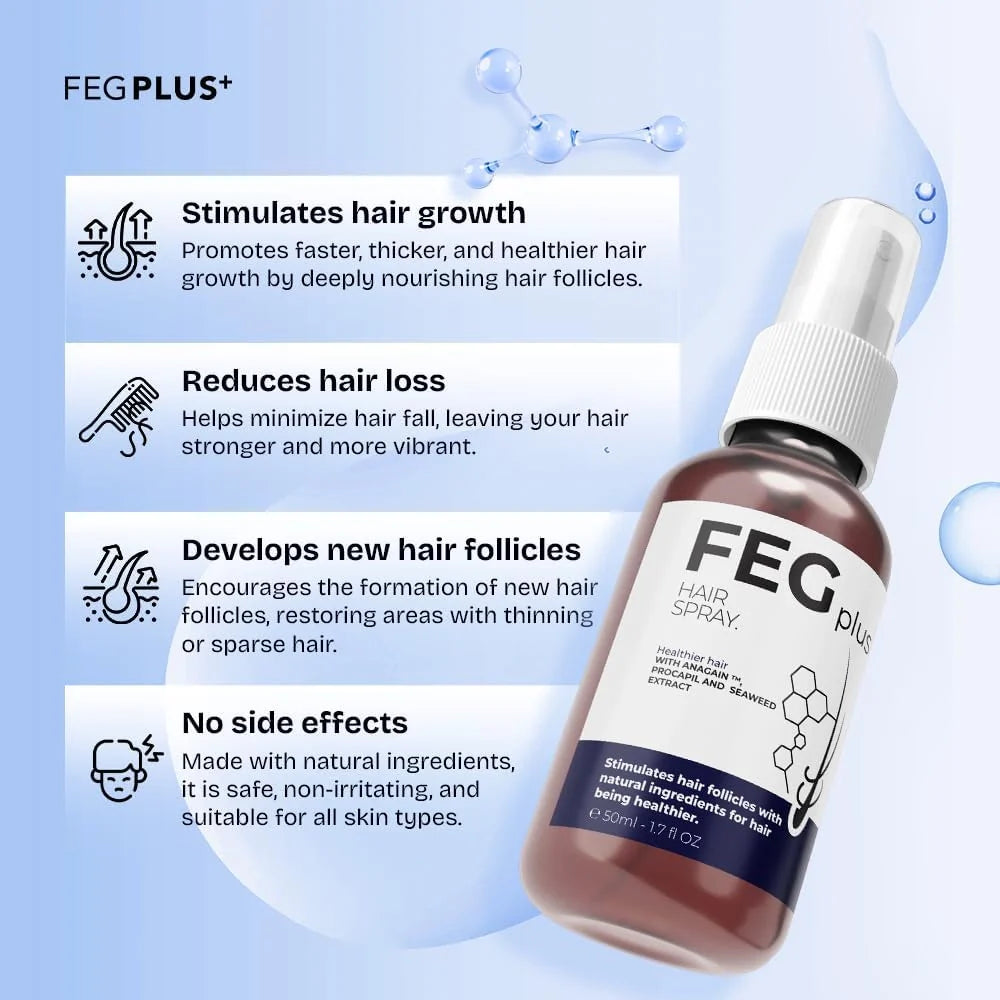 The Most Viral Hair Growth Spray – FEG Plus (USA-Imported Formula)