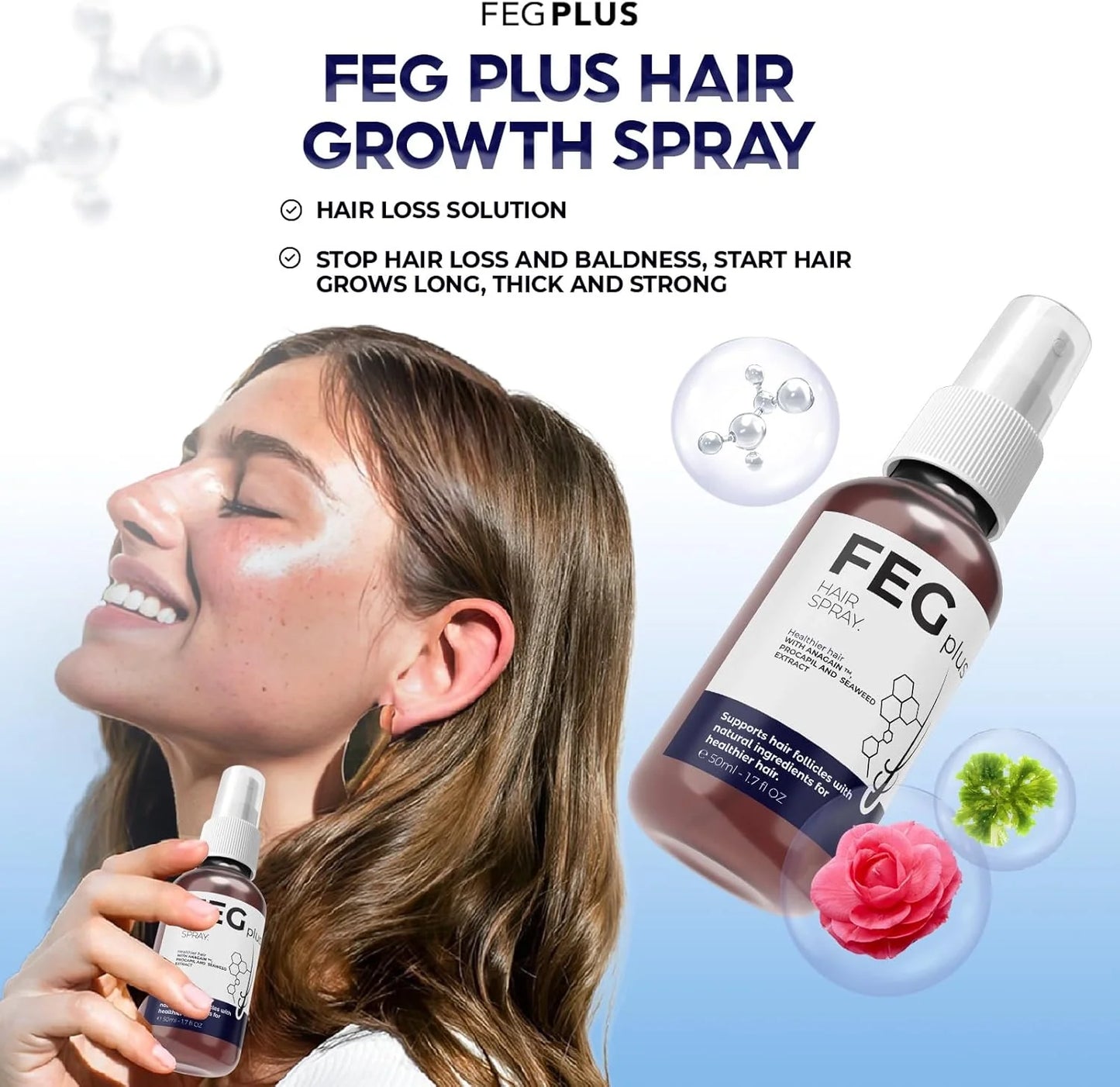 The Most Viral Hair Growth Spray – FEG Plus (USA-Imported Formula)