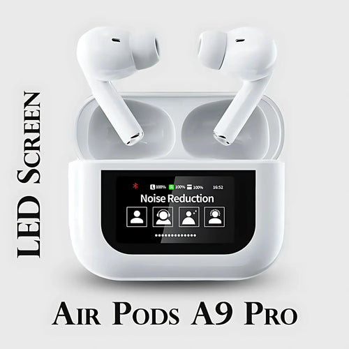 A9 Pro Smart AirPods with LCD Touch Screen & ANC Noise Canceling
