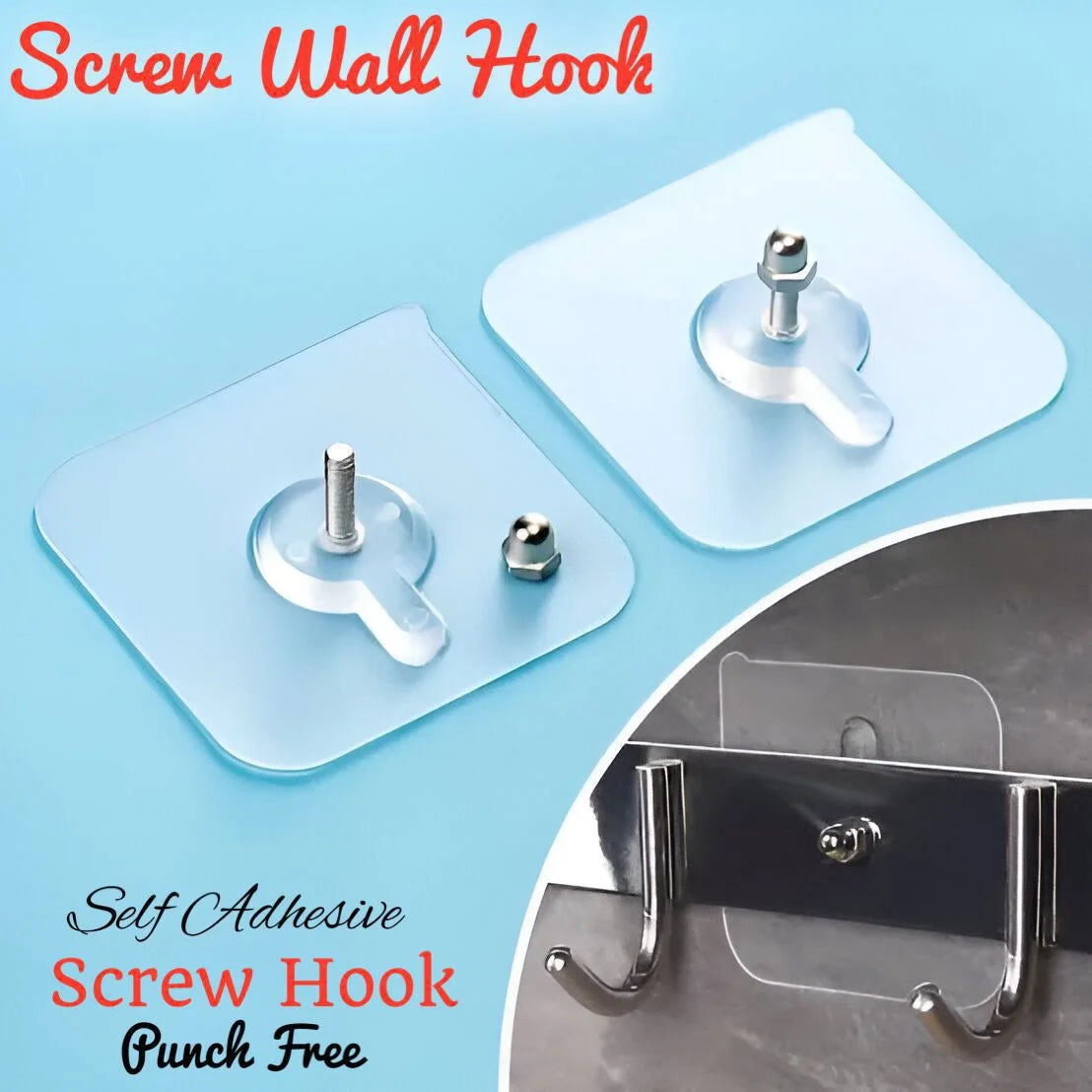 Self-Adhesive Wall Screws | No-Drill Mounting Hooks & Hangers