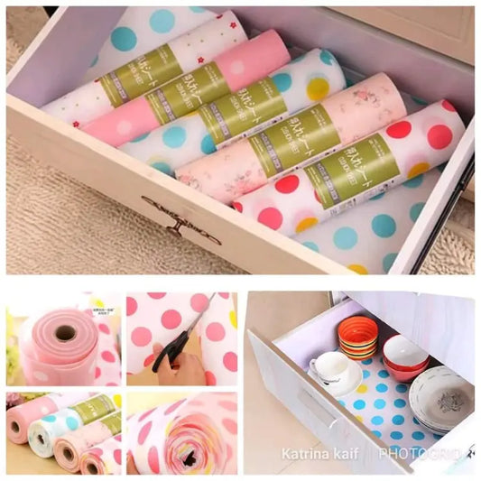 Kitchen Polka Foamic Sheet – 45x150cm Non-Slip Liner Roll