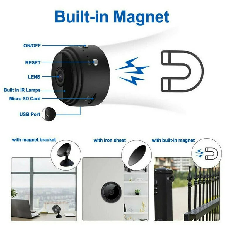 A9 Mini WiFi Security Camera - HD Video, Night Vision, Motion Detection