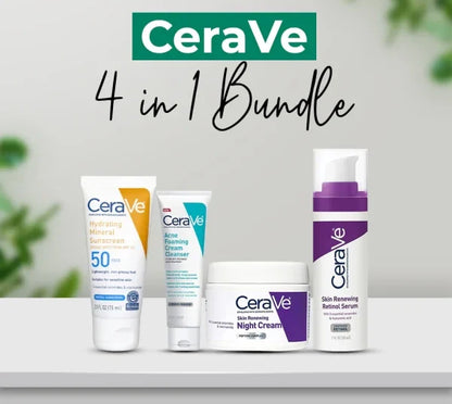 Cerave 4-in-1 Skincare Kit – Night Cream, Sunblock, Cleanser & Serum