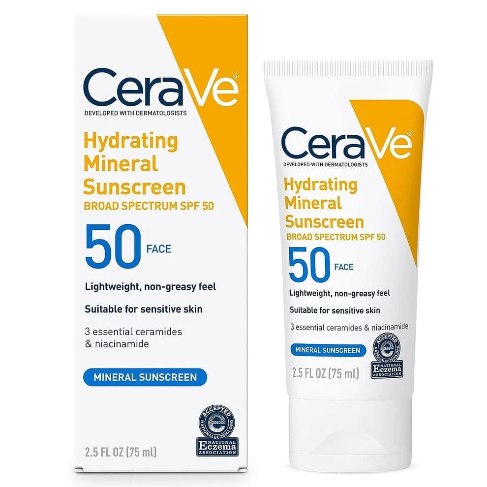 Cerave Hydrating Mineral Sunscreen SPF 50 – 100ml | Broad Spectrum