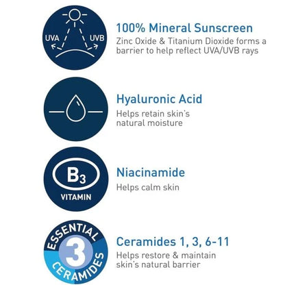 Cerave Hydrating Mineral Sunscreen SPF 50 – 100ml | Broad Spectrum
