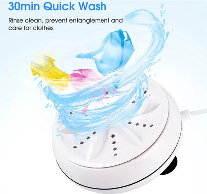 Portable Mini Ultrasonic Washing Machine for Clothes & Dishes