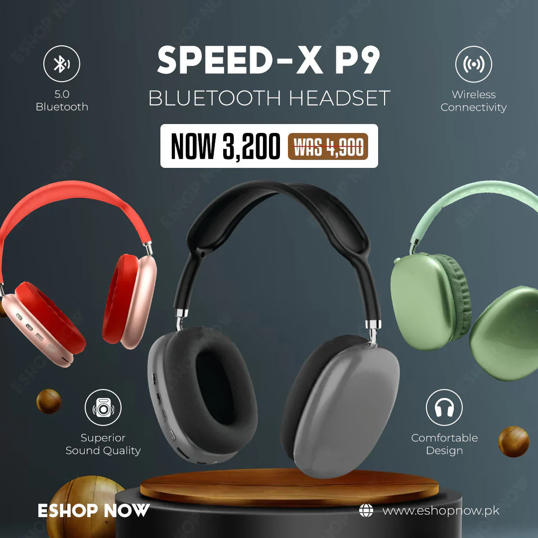 Speed-X P9 Bluetooth Headset – HiFi Sound & Noise Cancelling