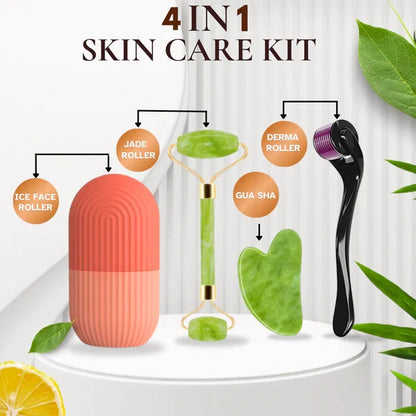 6-in-1 Skincare & Haircare Set – Jade Roller, Ice Roller, Derma Roller & Scalp Tools