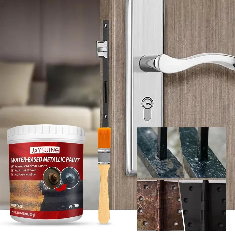 Water-Based Metallic Paint 300g – Anti-Rust Finish + Free Brush