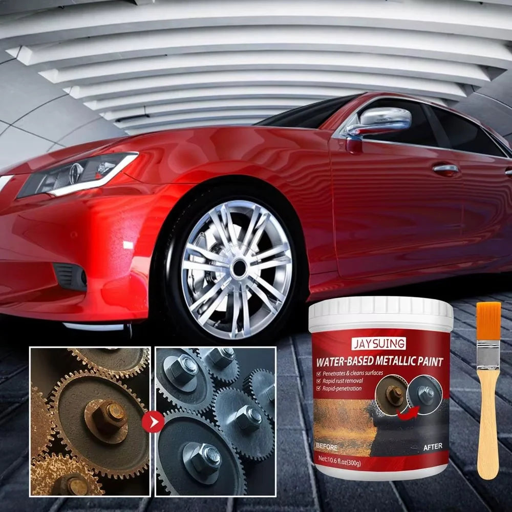 Water-Based Metallic Paint 300g – Anti-Rust Finish + Free Brush