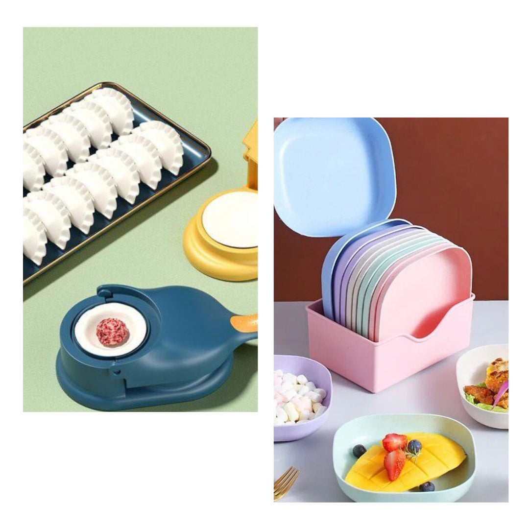 Multi-Function Plate Set with 2-in-1 Dumpling & Samosa Maker