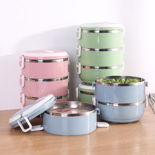 3-Layer Portable Lunch Box – Stainless Steel Food Container