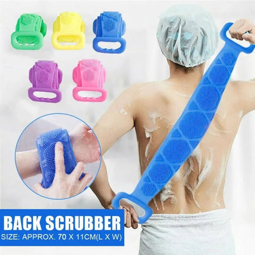 Double-Sided Silicone Bath Towel Scrubber | Exfoliating Body Brush