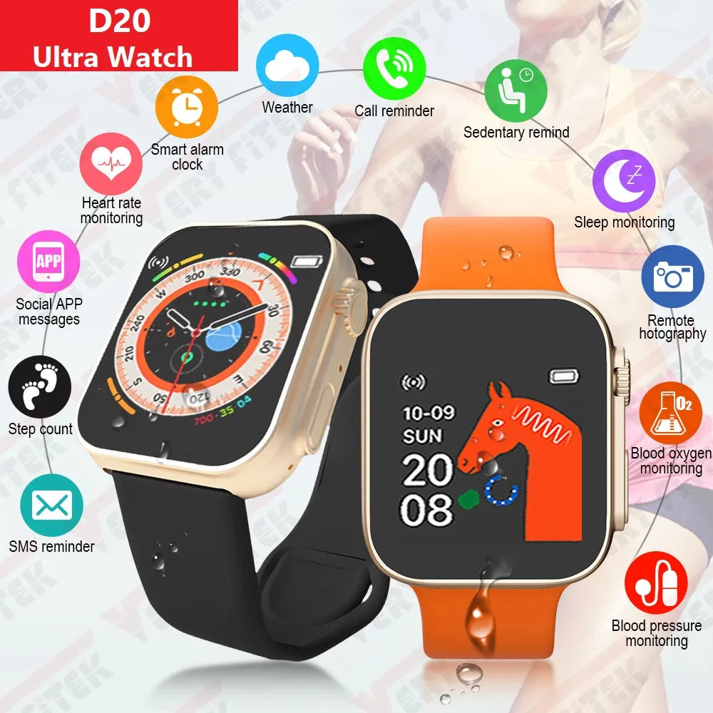 D20 Ultra Smart Watch – Heart Rate, BP & Oxygen Fitness Tracker