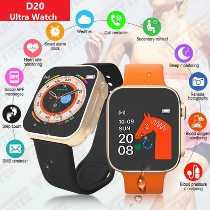 D20 Ultra Smart Watch – Heart Rate, BP & Oxygen Fitness Tracker